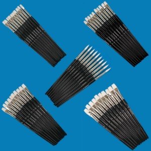 White Synthetic 50 Flat Brush Class Pack, 10 Brushes each of 4, 6, 8, 10, and 14
