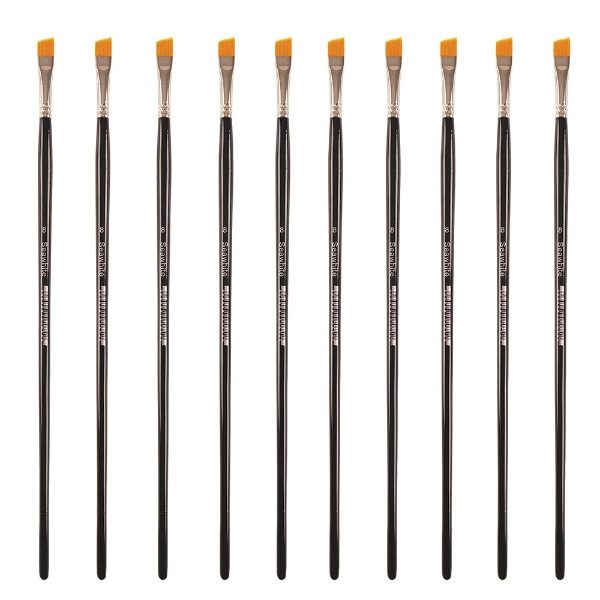 Golden Synthetic Angled - Size 8 - Value Pack of 10 brushes BSYSA8P