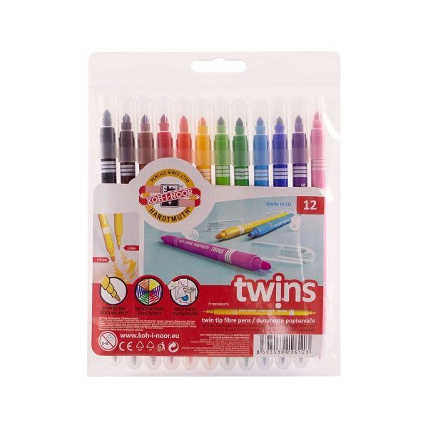 Fibre Twin-tip pens - 12 pack
