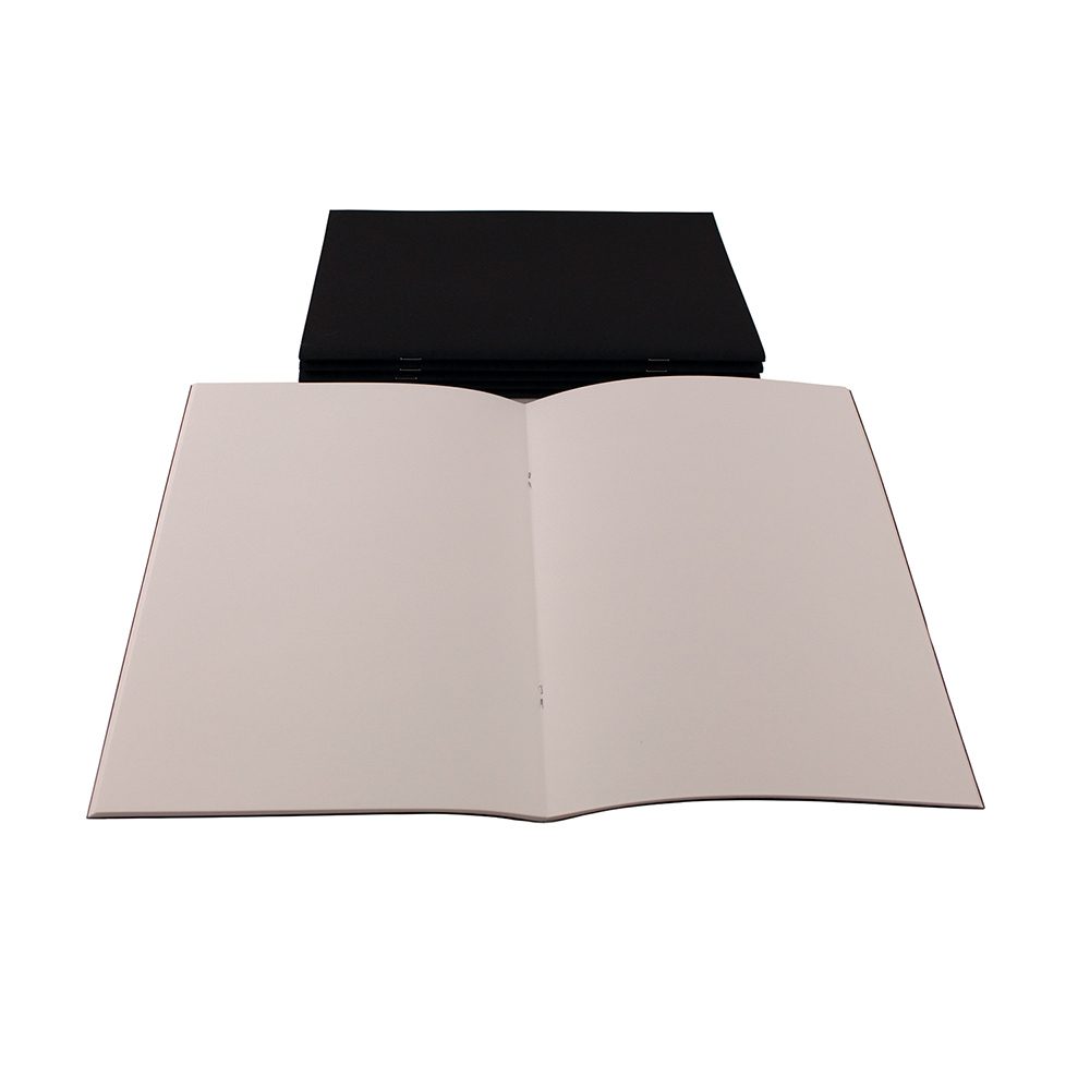 Essential Arts Pack of 3 x A4 Matt Black Laminated Soft Cover Stapled Starter Sketchbooks 140gsm White Cartridge Paper 