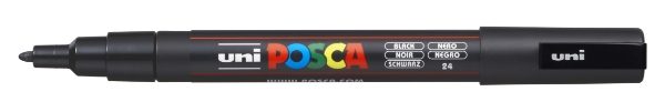 Uni Posca Paint Marker Fine, 0.9 - 1.3mm Bullet Tip - PC - 3M, Black DAMPFB