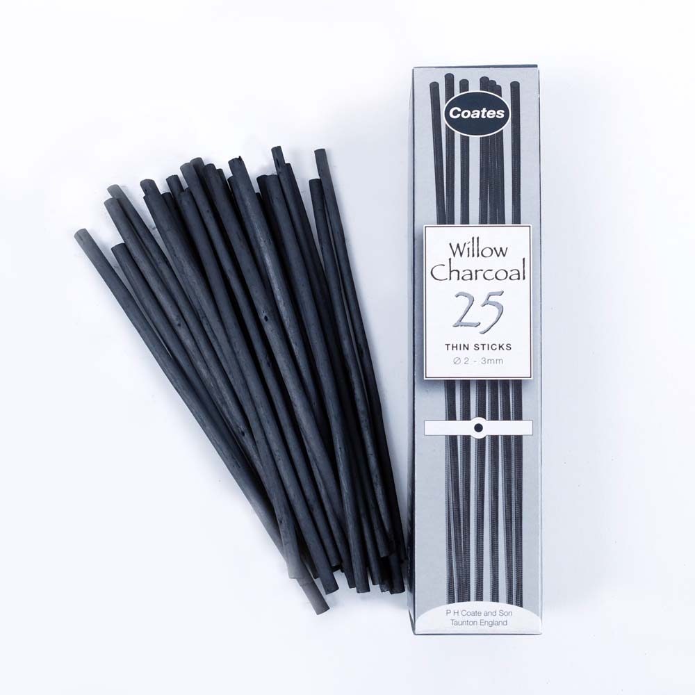 Willow Charcoal, Thin, 25 Stick Box - Seawhite of Brighton Ltd